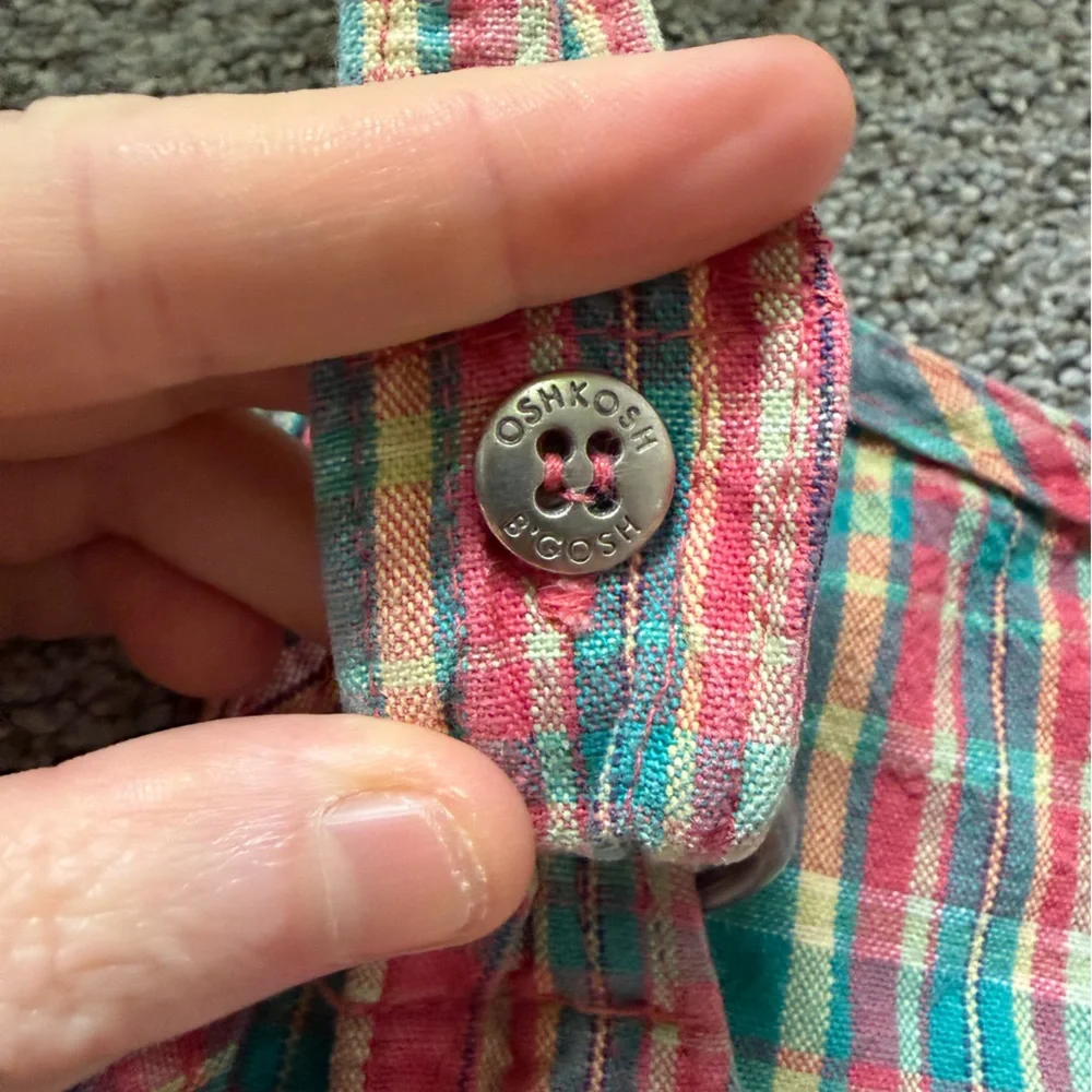 Vintage Osh Kosh B’gosh Plaid Overall Dress in Red and Green Size 6X Tartan